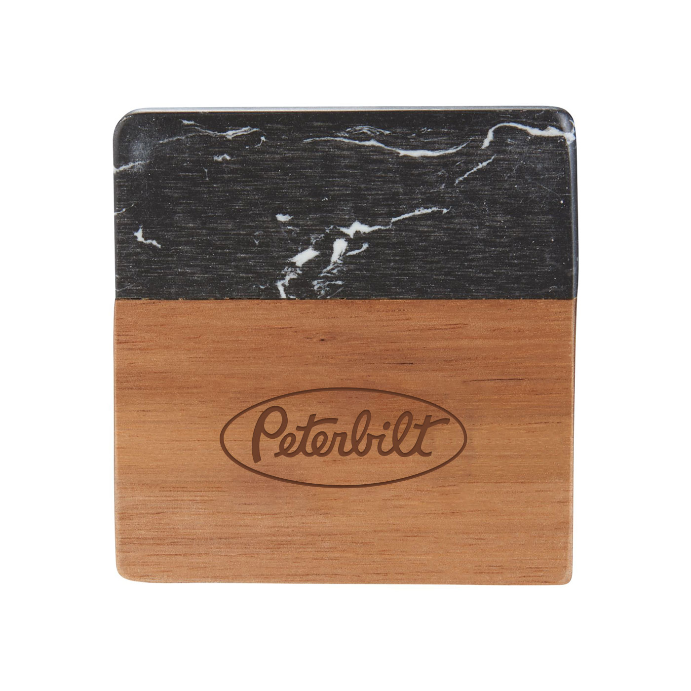 Black Marble and Wood Coasters - Set of 4