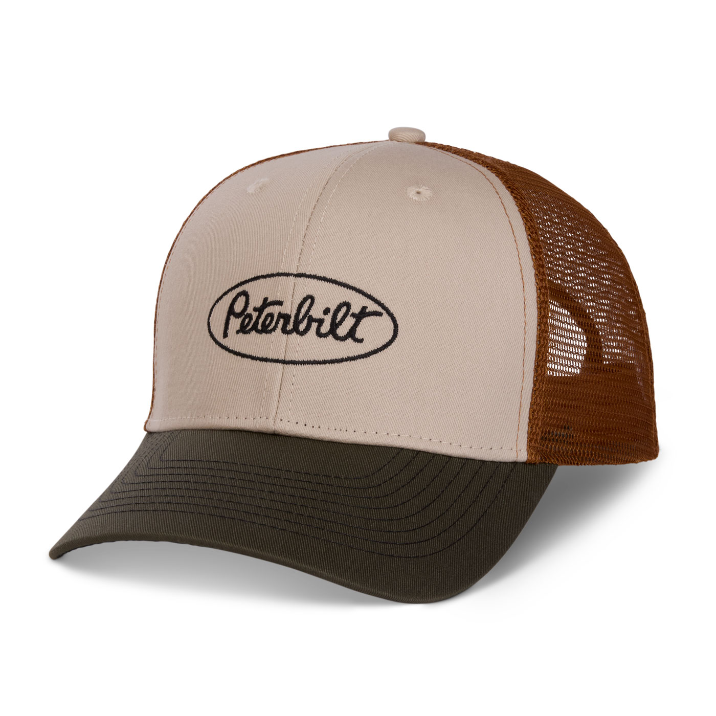 Beige Tri-Color Mesh-Back Logo Cap Brown Image