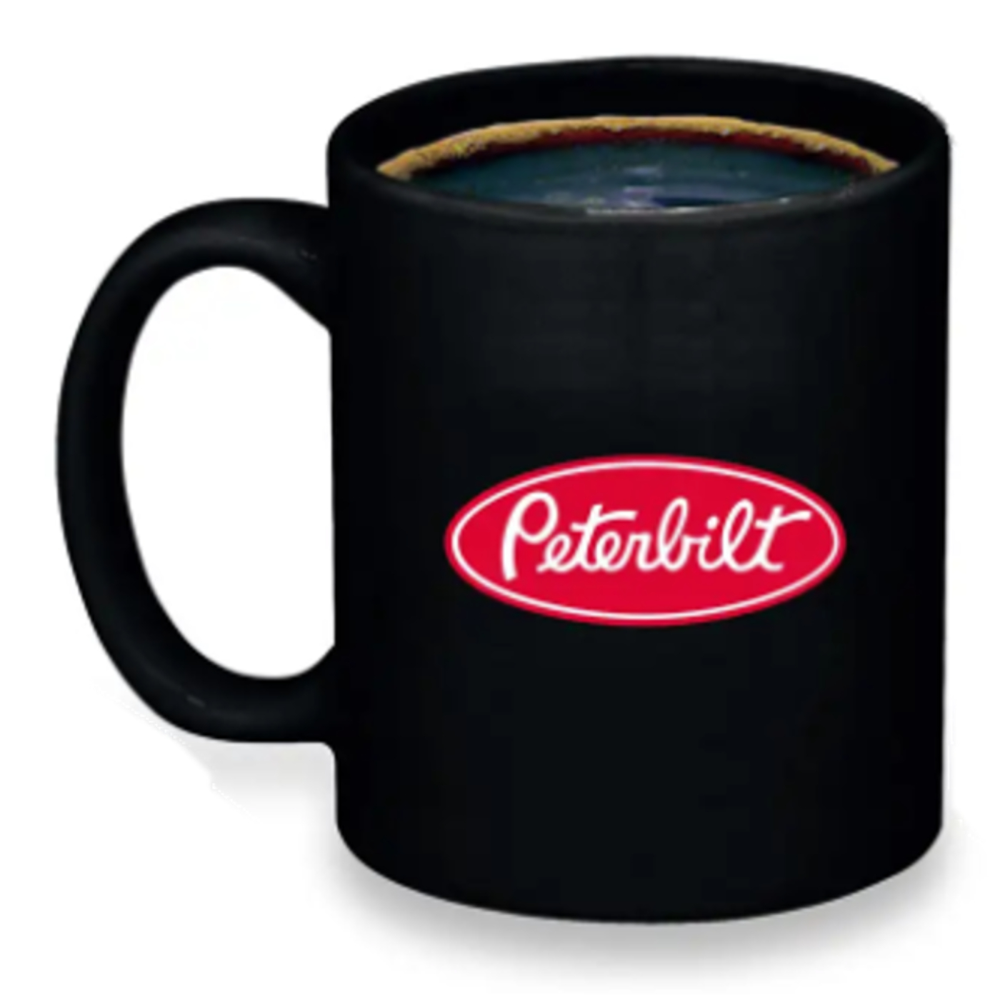 coffee cup with peterbuilt logo on the front